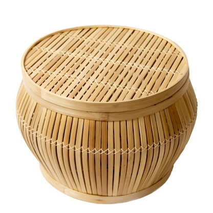 Bamboo Side Table Basket - Modern Storage | Soeji