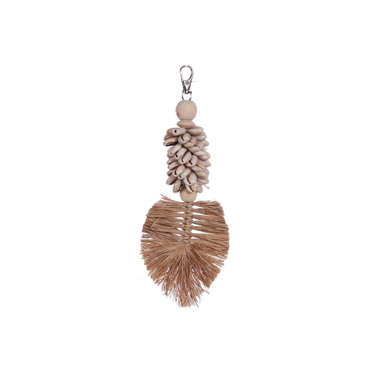 Natural Shell Leaf Keychain - Handwoven Grass Coastal Accessory
