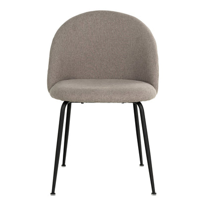 Fabric Dining Chairs - Stone, Black Metal Legs - Set of 2