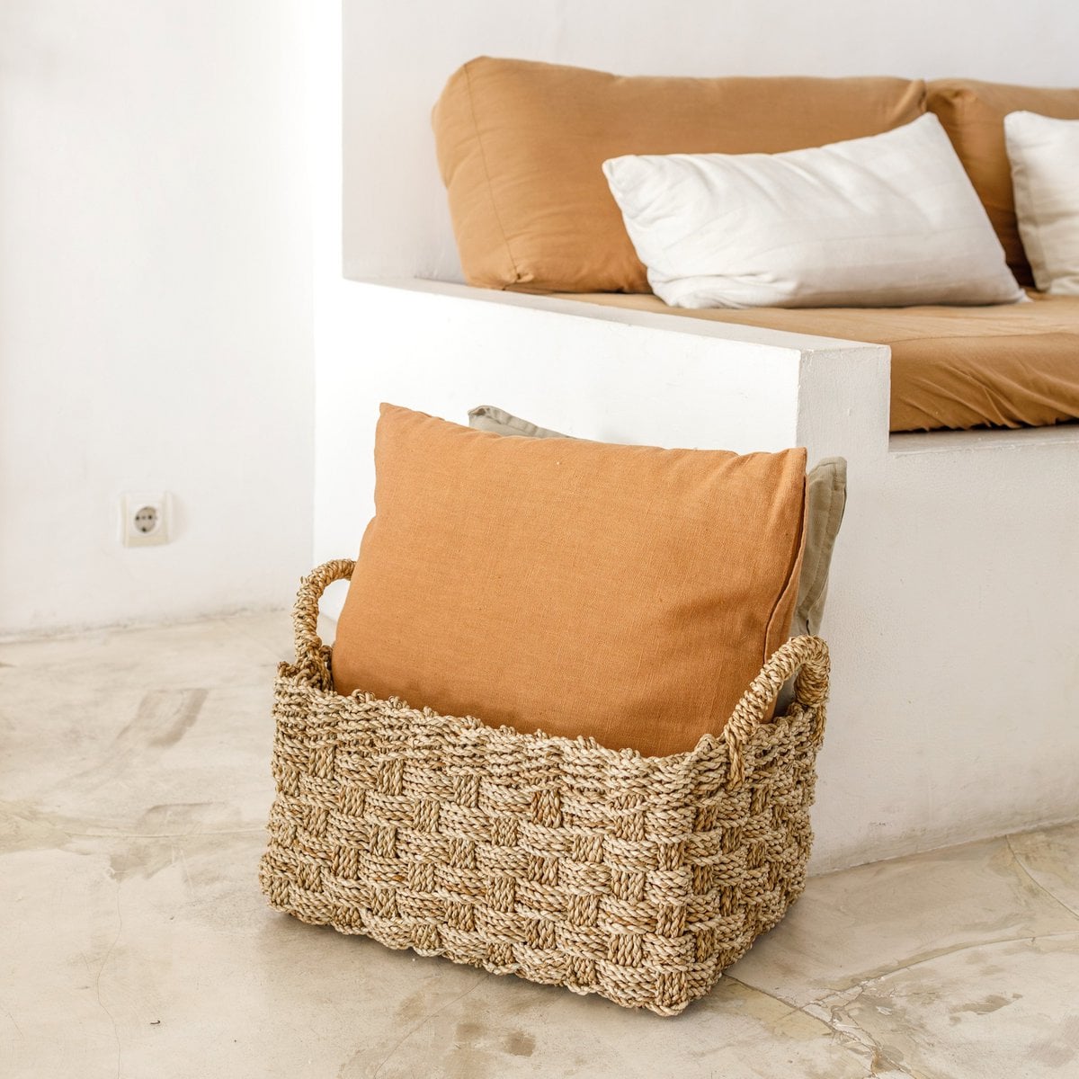 Seagrass Rectangular Storage Basket - Woven Batik Pattern, 3 Sizes