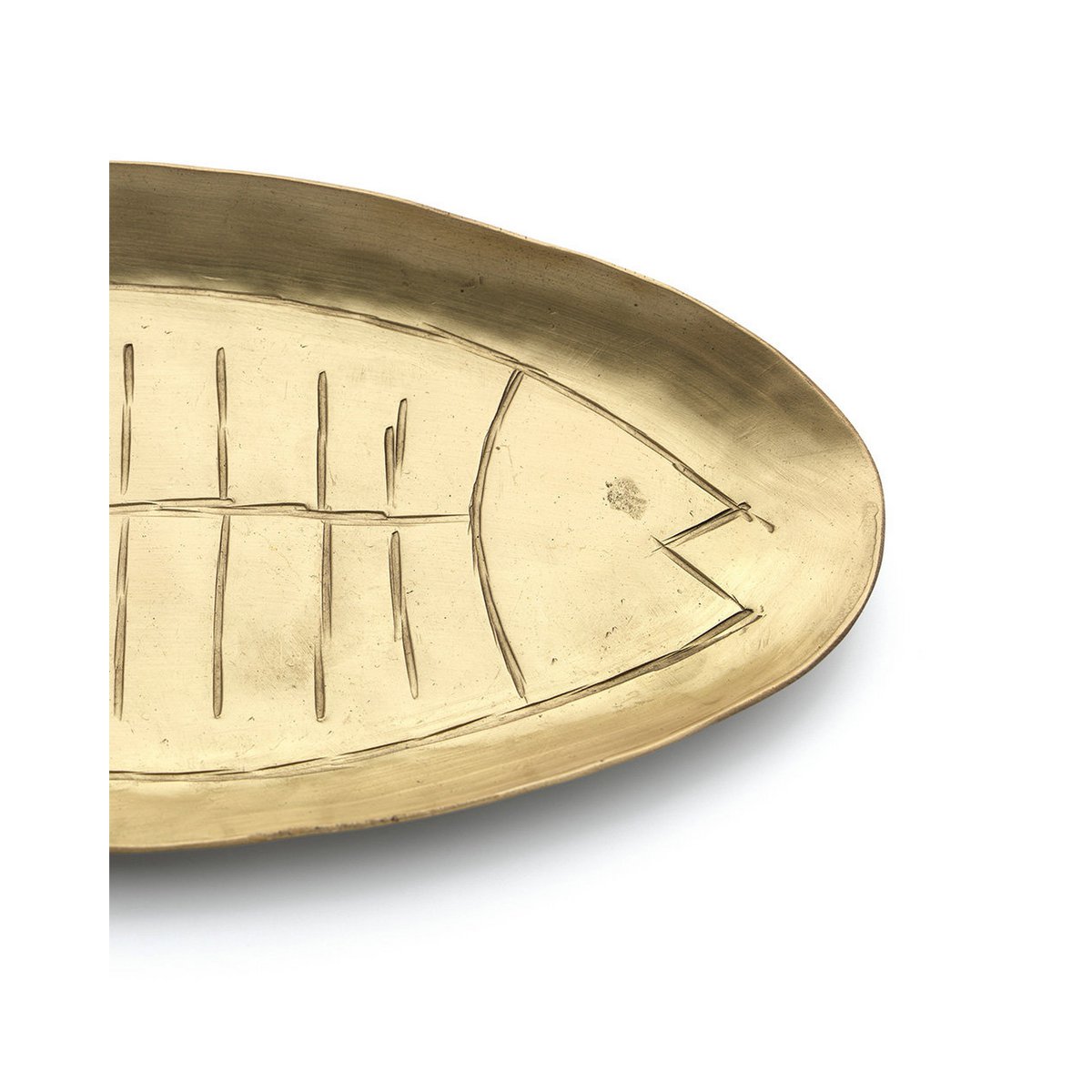 Brass Fish Serving Tray - Golden Decorative Tray, Large