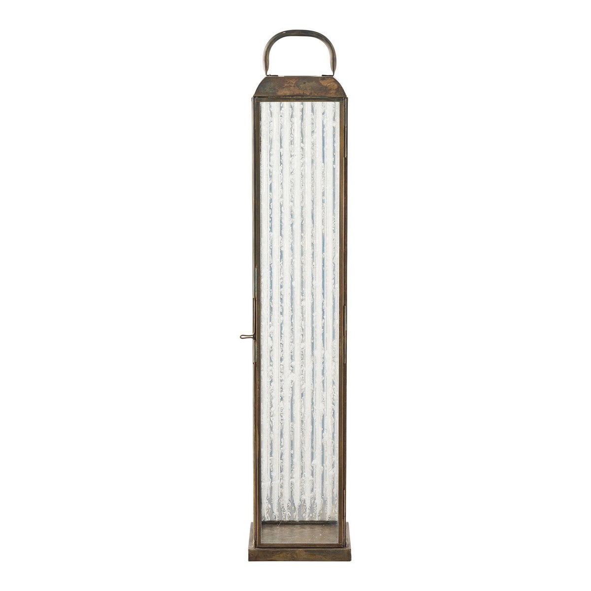Lampion Herslev, verre/métal, aspect laiton antique, 12x12x60 cm