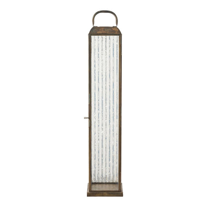 Lampion Herslev, verre/métal, aspect laiton antique, 12x12x60 cm