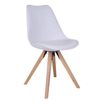 Bergen Dining Chair - PU Leather, Moulded Plastic, Rubberwood, White - Set of 2