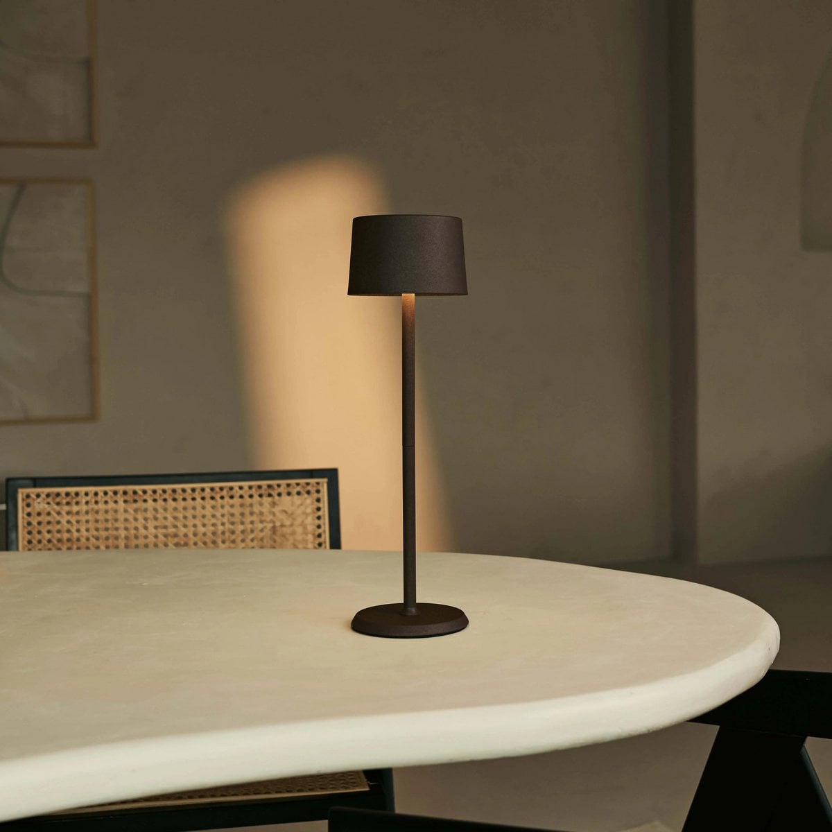 David Mocha Brown Rechargeable Table Lamp 2 in 1 with Adjustable Height | Dimmable & Cordless