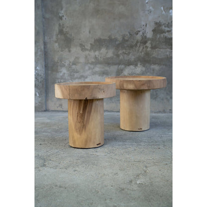 Suar Wood Side Table - Natural, Elegant Accent Table