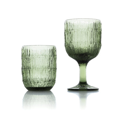 Green Ripple Wine Glass - Recycled Glass