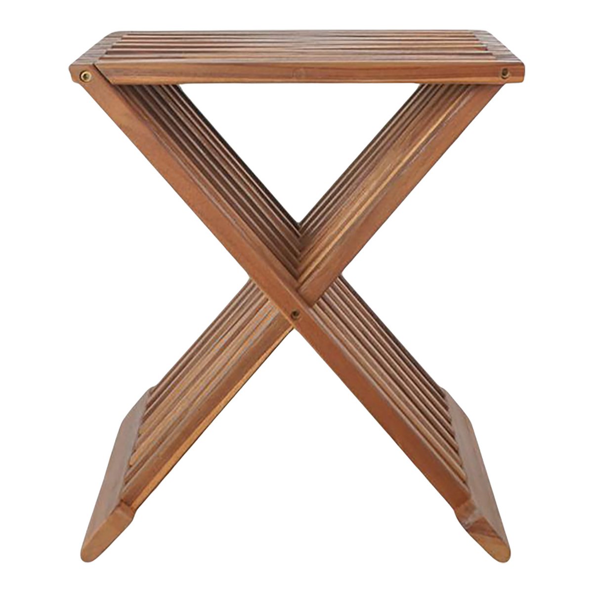 Teak Wood Stool - Natural Foldable Stool, 40x35x45 cm