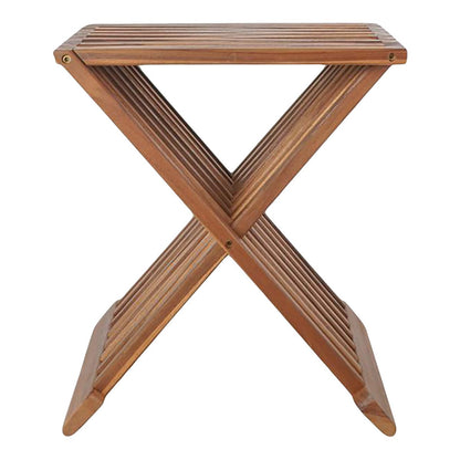 Teak Wood Stool - Natural Foldable Stool, 40x35x45 cm