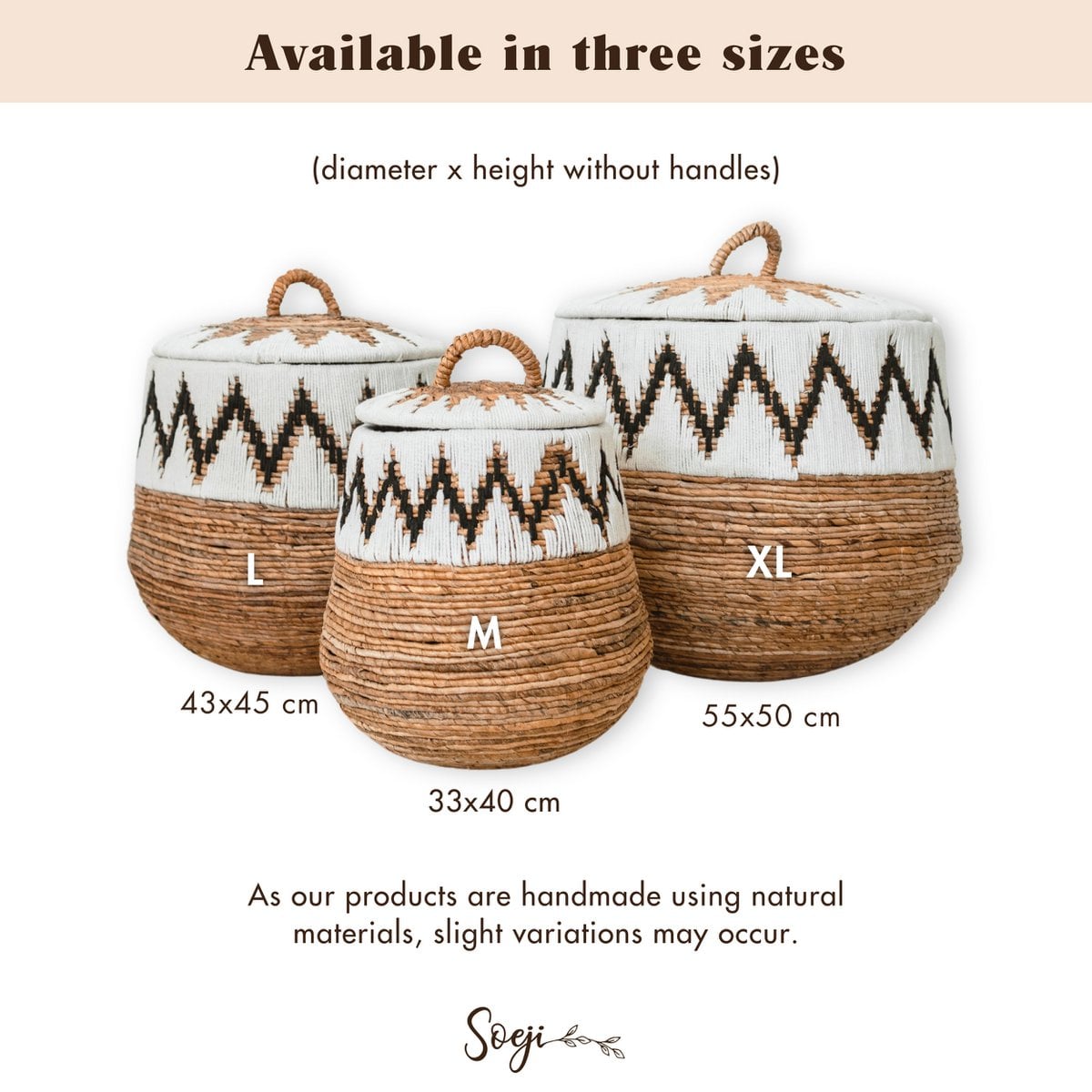 Boho Laundry Basket with Lid - Large Woven Hamper with Cotton Pattern