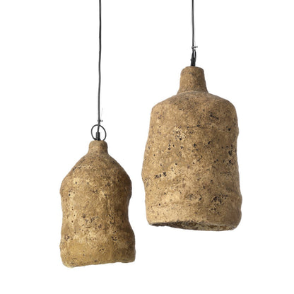 Papier-mâché Pendant Light - Mud Finish, Small Size