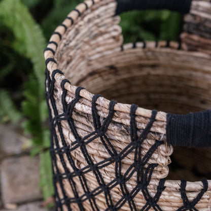 Banana Fiber Storage Basket – Black Plant Pot, Laundry Bin, 3 Sizes