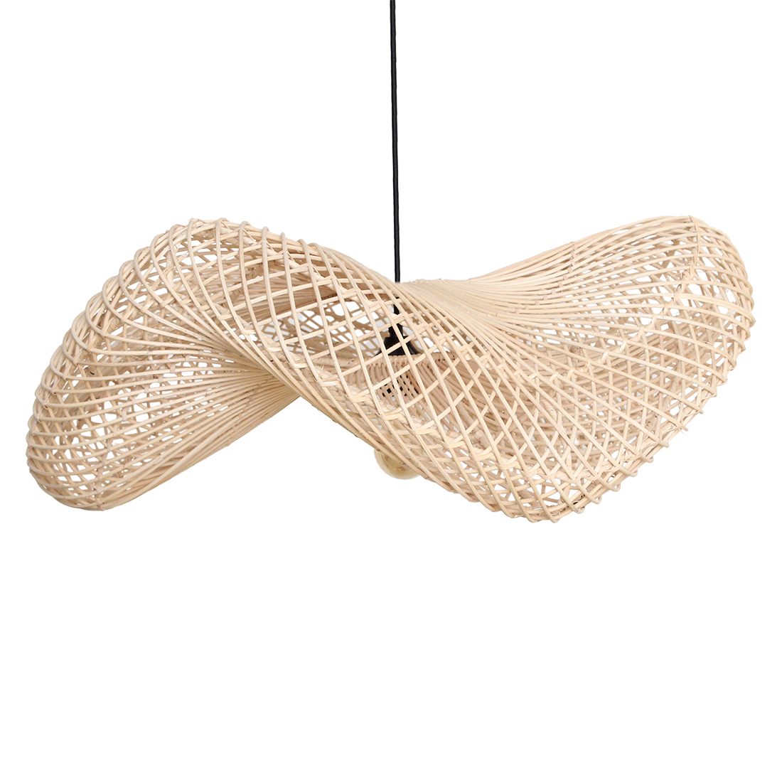 Rattan Pendant Light - Natural Wave Hanging Lamp, Large