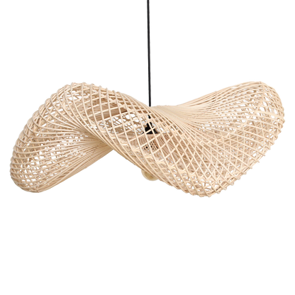 Rattan Pendant Light - Natural Wave Hanging Lamp, Large