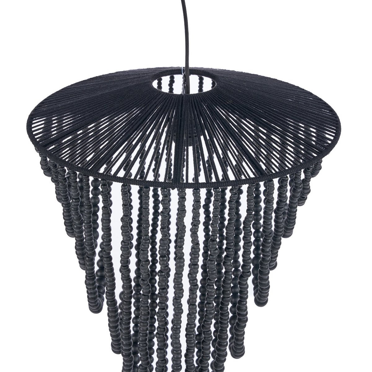 Wooden Bead Chandelier - Black - Large