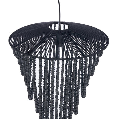 Wooden Bead Chandelier - Black - Large