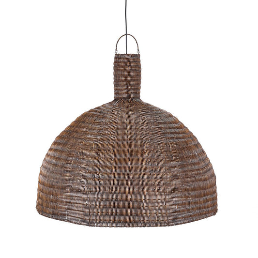 Rattan Pendant Light - Dark Walnut Dome - Extra Large