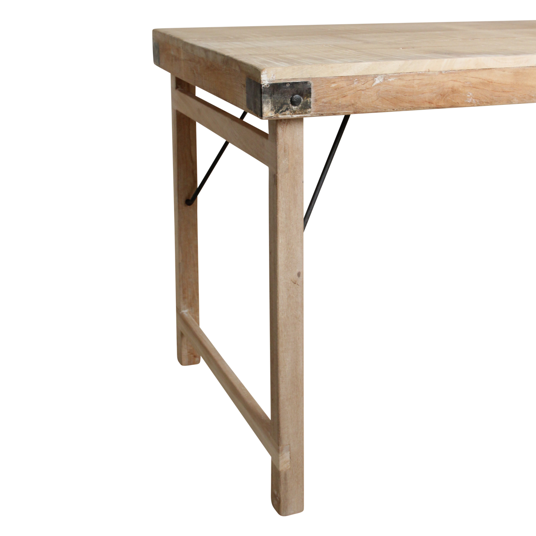 Limewash Folding Dining Table - Rustic Indian Style, Space Saving