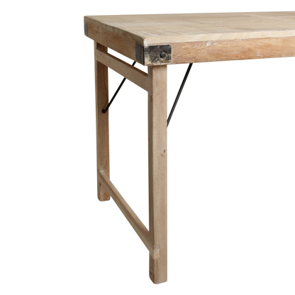 Limewash Folding Dining Table - Rustic Indian Style, Space Saving