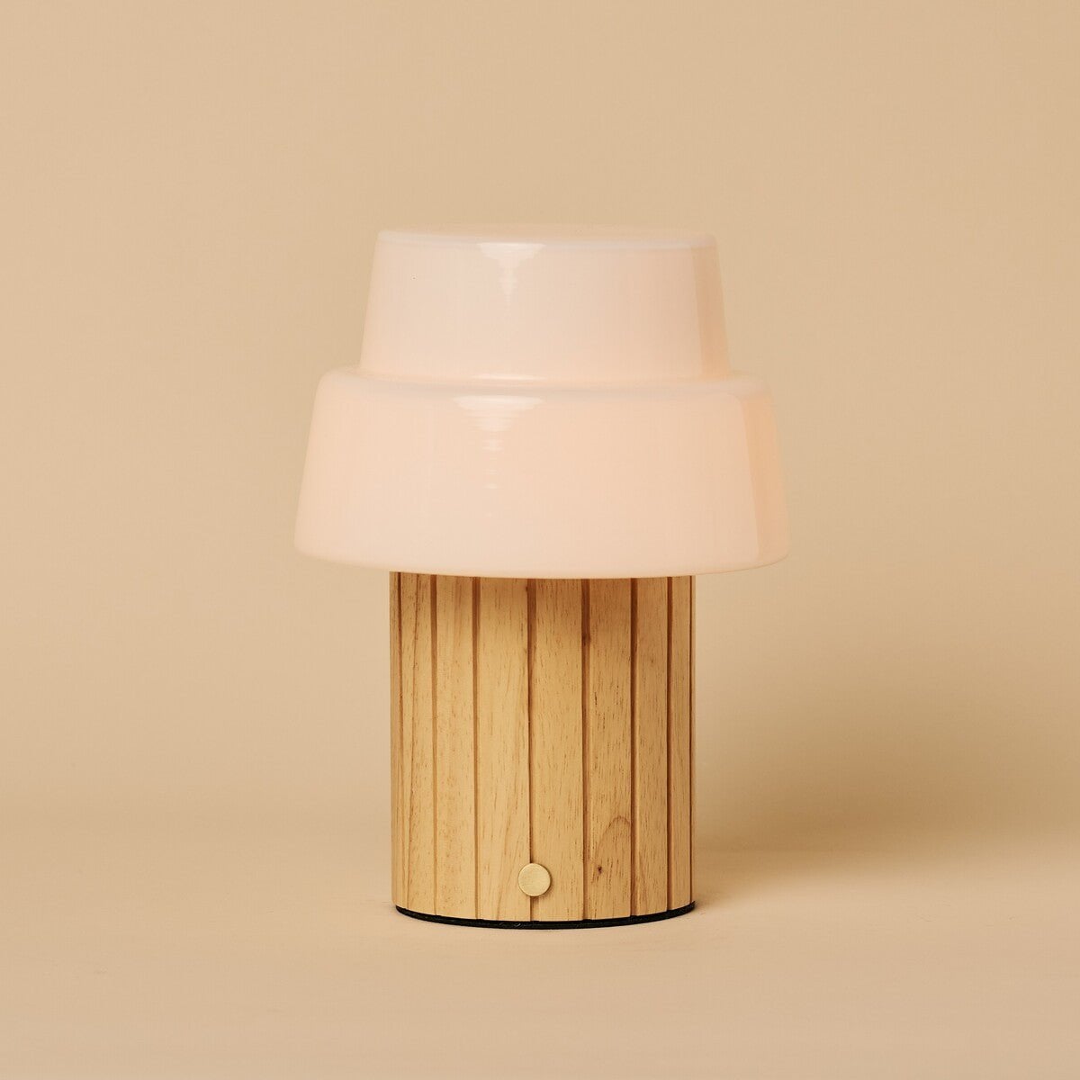 Lio Light Brown Rechargeable Table Lamp | Cordless, 3 Light Modes & Glass Lampshade