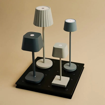 Ensemble Combo Professionnel | 4 x Wouter Koala Brown Lampes de Table Rechargeables & 1 x Station de Recharge Amstel