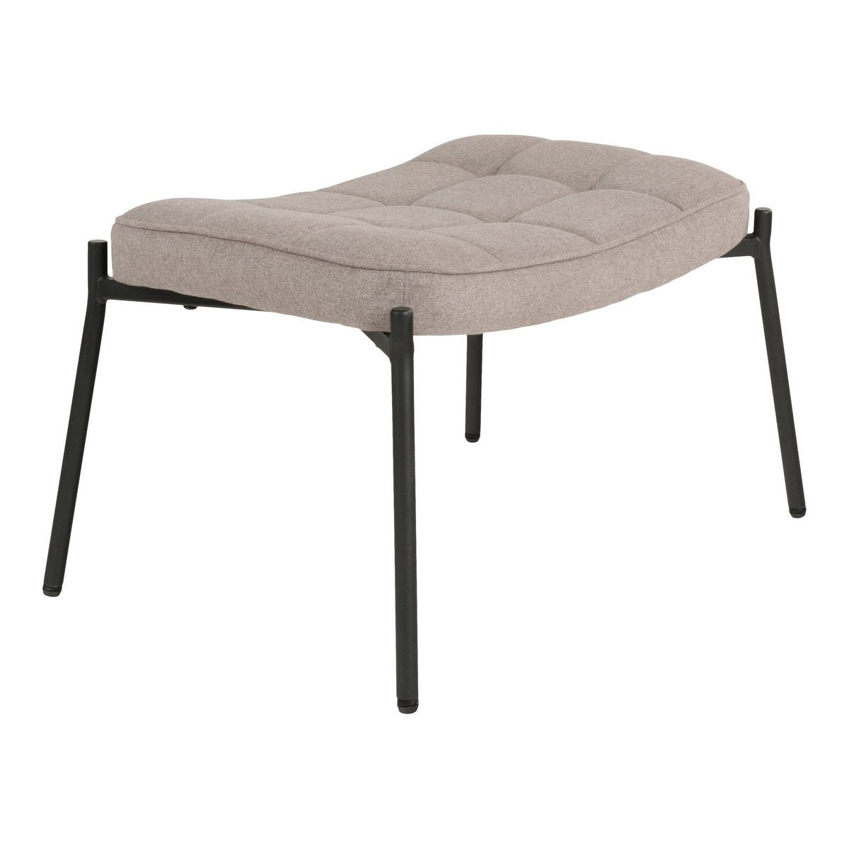 Polyester Footstool - Stone Ottoman with Black Metal Legs, 41x61cm