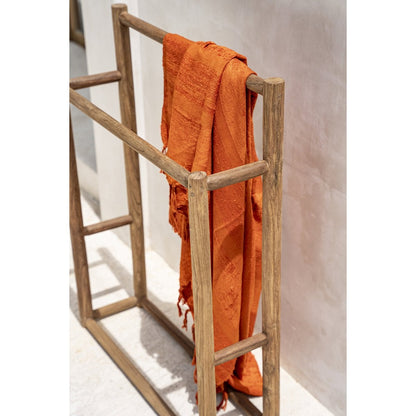 Rustic Teak Wood Towel Hanger – Handmade Sustainable Bathroom Rack