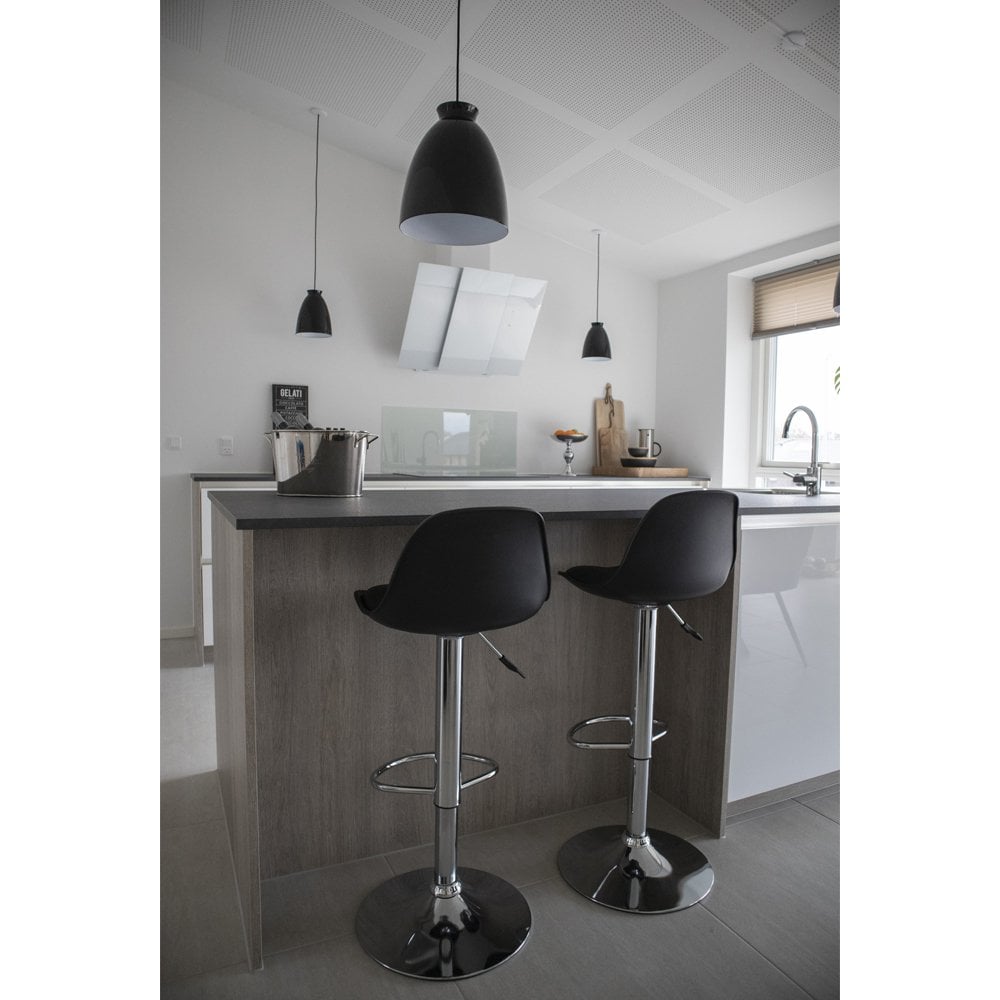 PU Leather Bar Stools - Black Trondheim Set of 2, Adjustable Height