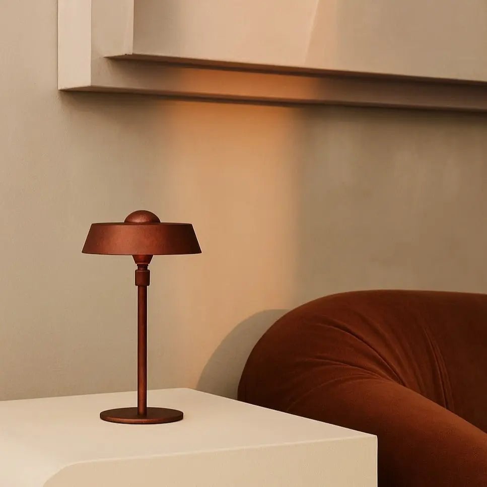 Bronze USB Rechargeable Table Lamp – Minimalist Dimmable Bedside Light