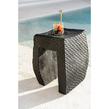 Suar Wood Stool - Black Montano Accent Stool for Indoor Spaces