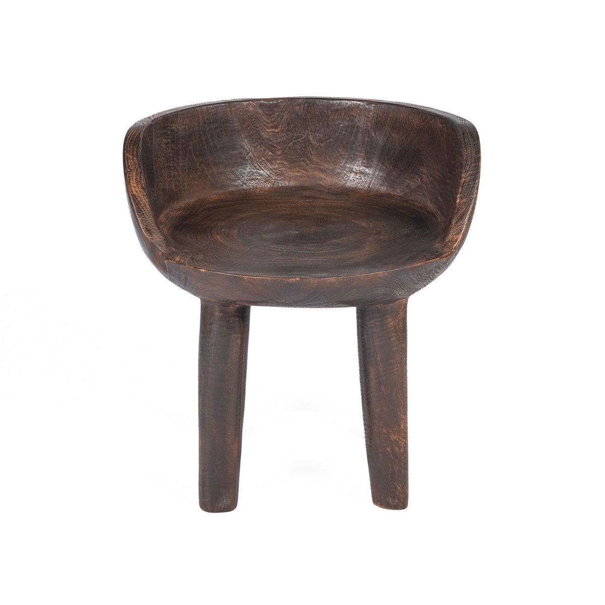 Dark Walnut Wood Low Chair - Modern Accent Seating