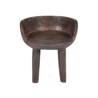 Dark Walnut Wood Low Chair - Modern Accent Seating