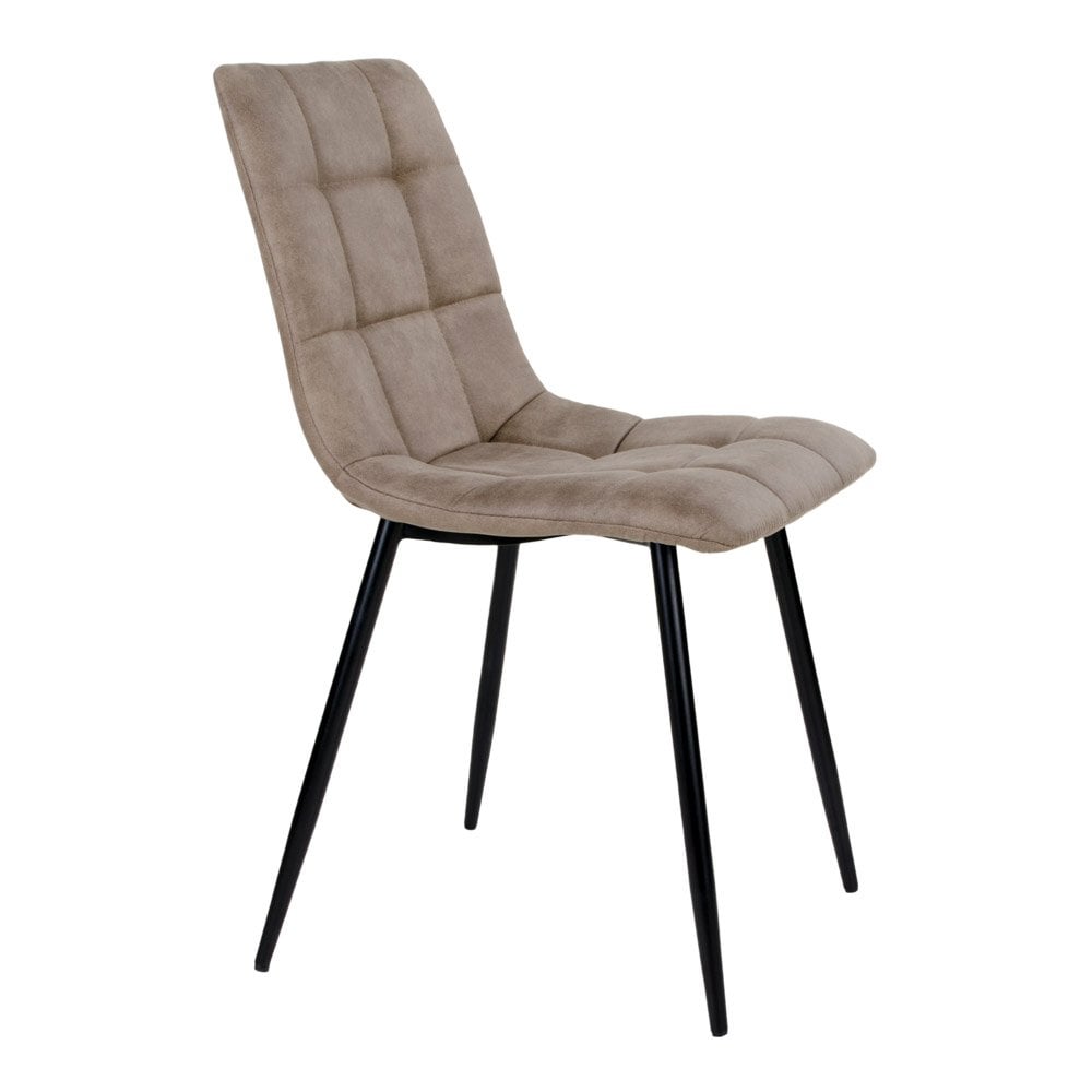 Microfiber Dining Chair - Brown, Modern Set of 2 with Metal Legs