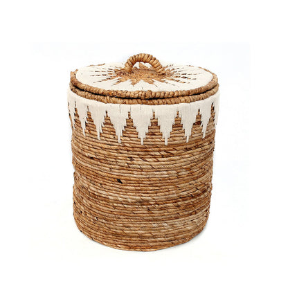 Woven Cotton Laundry Basket with Lid - Large