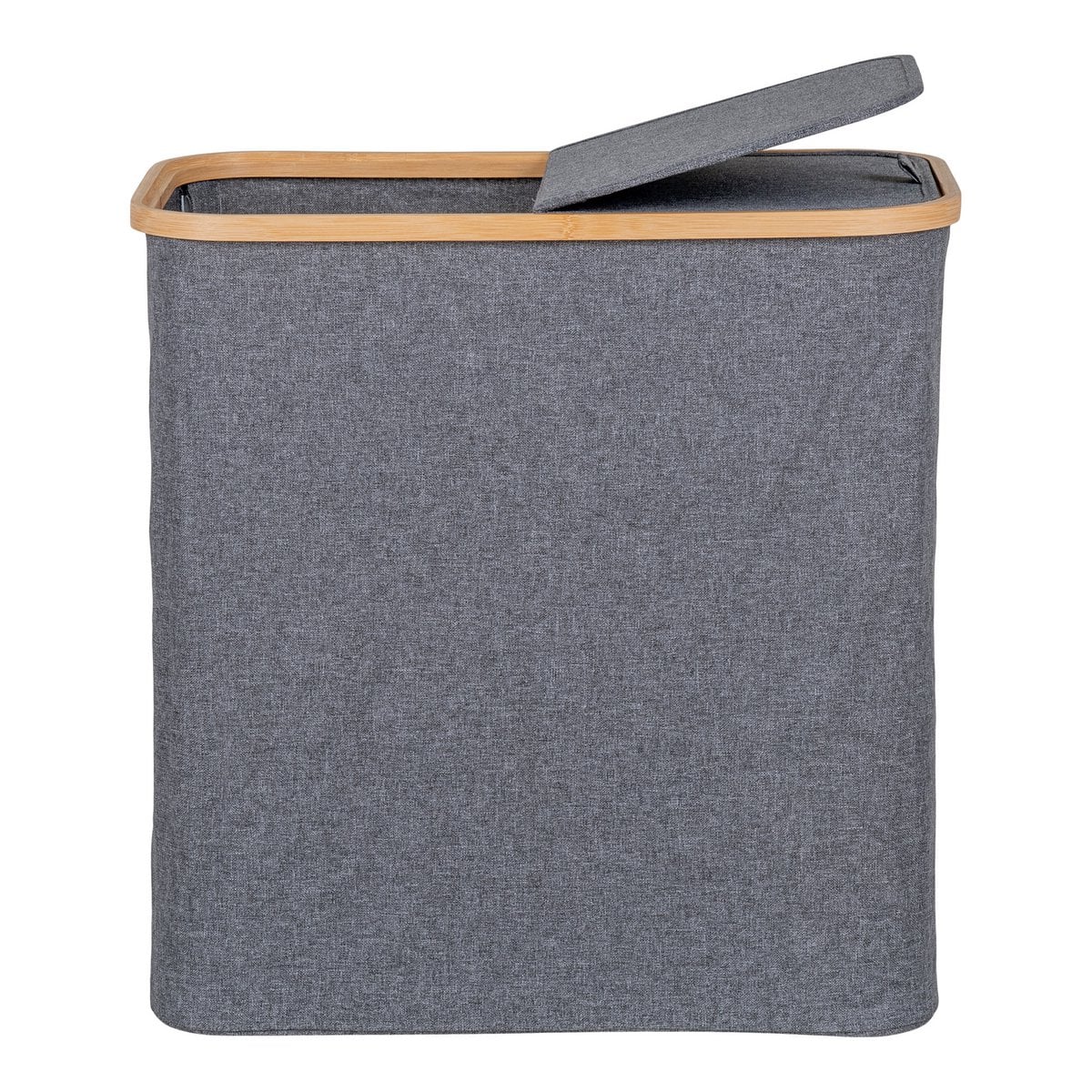 Bamboo Laundry Basket - Dark Grey Textile Liner, 54 cm