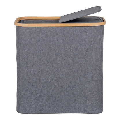 Bamboo Laundry Basket - Dark Grey Textile Liner, 54 cm
