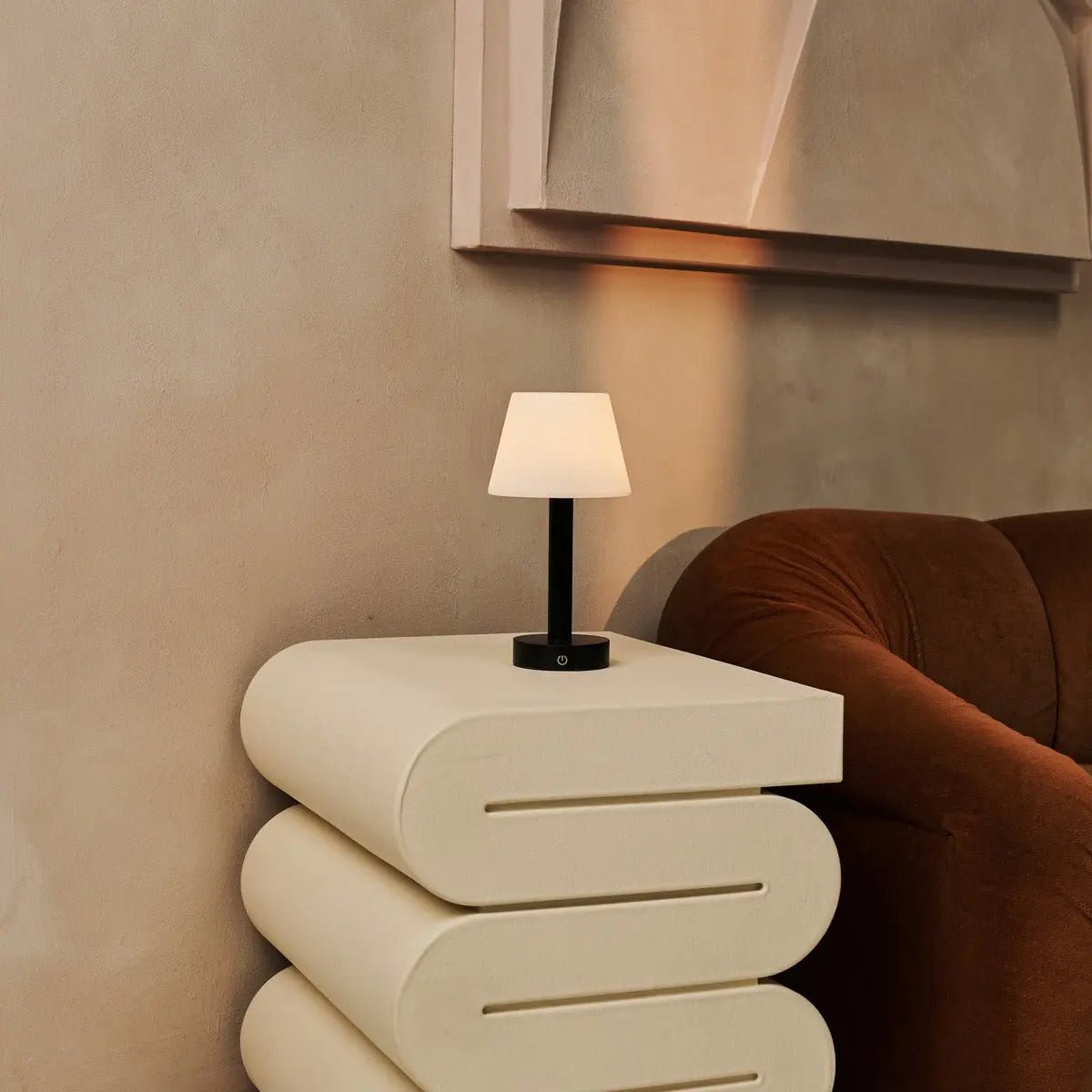 Zoë Black Wooden Rechargeable Table Lamp | Dimmable, USB-C & Up to 80 Hours of Battery Life