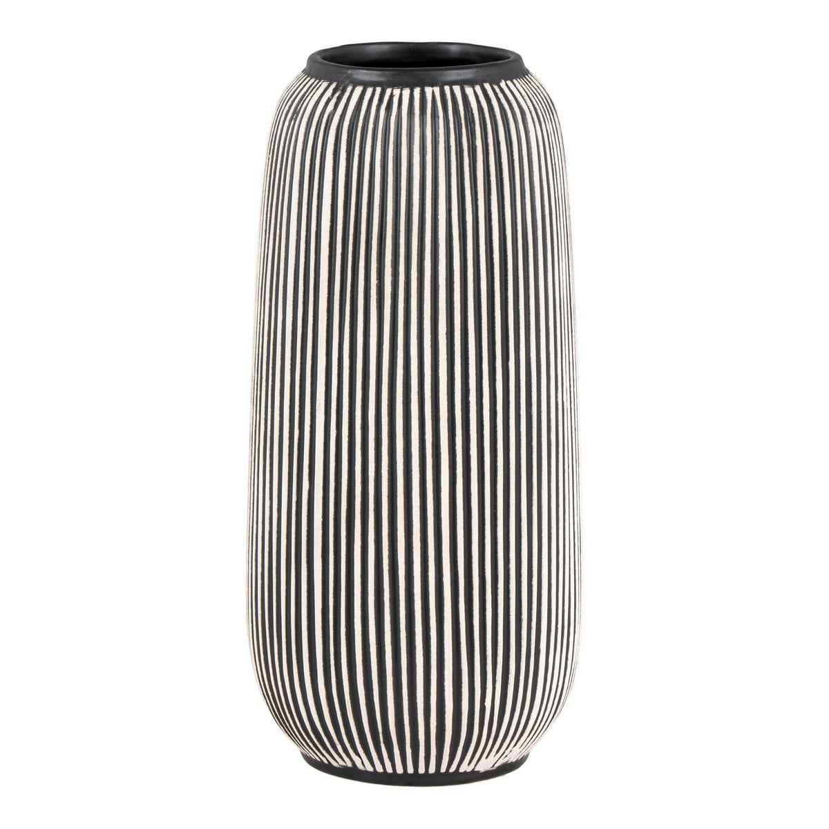 Limestone Vase - Black and White Striped - 9.5x20 cm