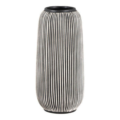 Limestone Vase - Black and White Striped - 9.5x20 cm