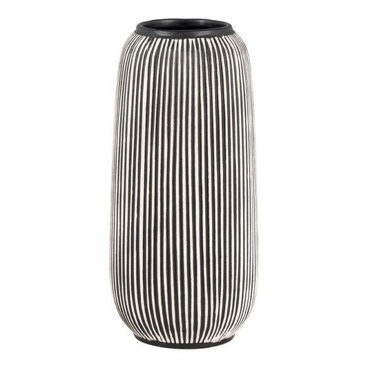 Limestone Vase - Black and White Striped - 9.5x20 cm
