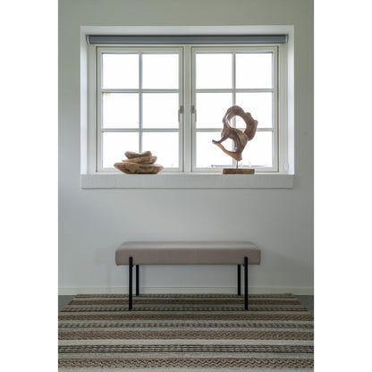 Stone Bench with Black Metal Legs – Modern Accent, 100cm