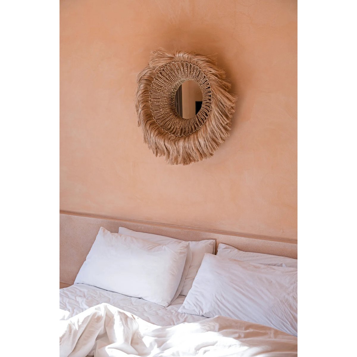 Abaca Woven Mirror - Natural Fiber Wall Decor