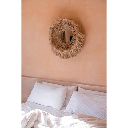 Abaca Woven Mirror - Natural Fiber Wall Decor
