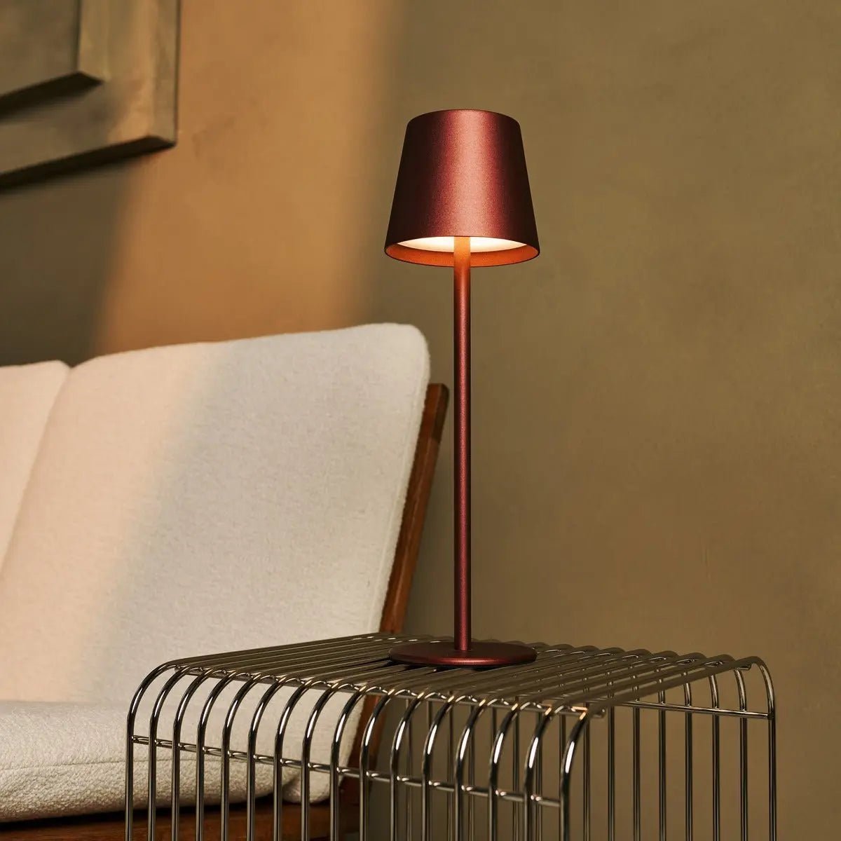 Lampe sans fil Jaspe bronze avec batterie | 3 niveaux d'éclairage et graduable