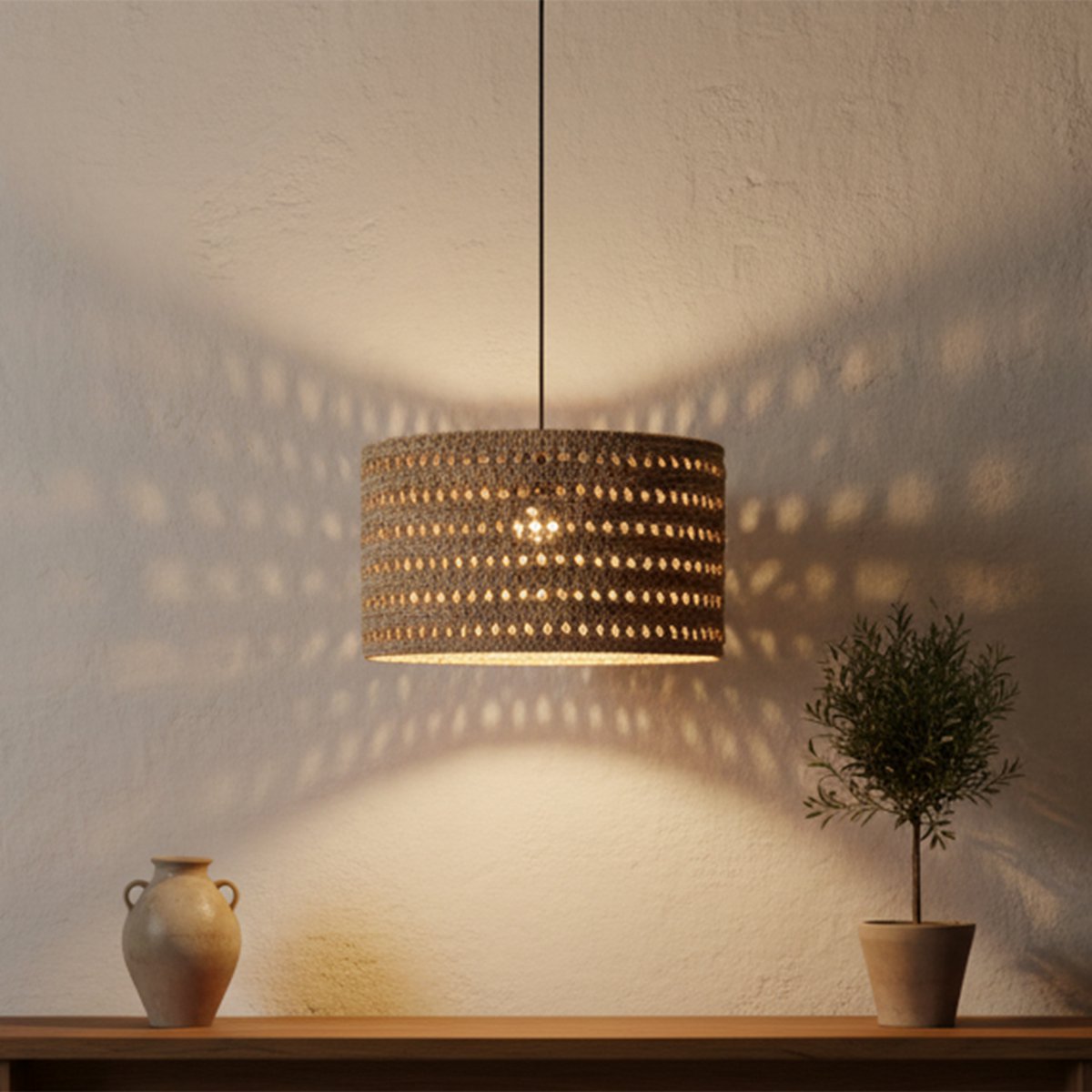 Seagrass Hanging Lamp - Natural Woven Pendant Light, Large
