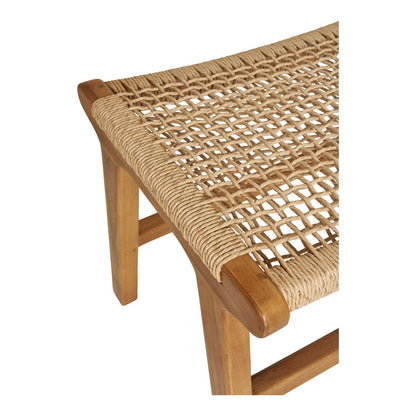 Teak & Polyrattan Footrest - Natural Finish Derby Ottoman