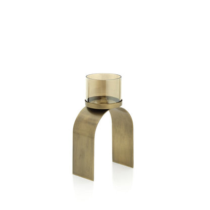 Brass Tea Light Holders - Gold Bow Glow Set of 2