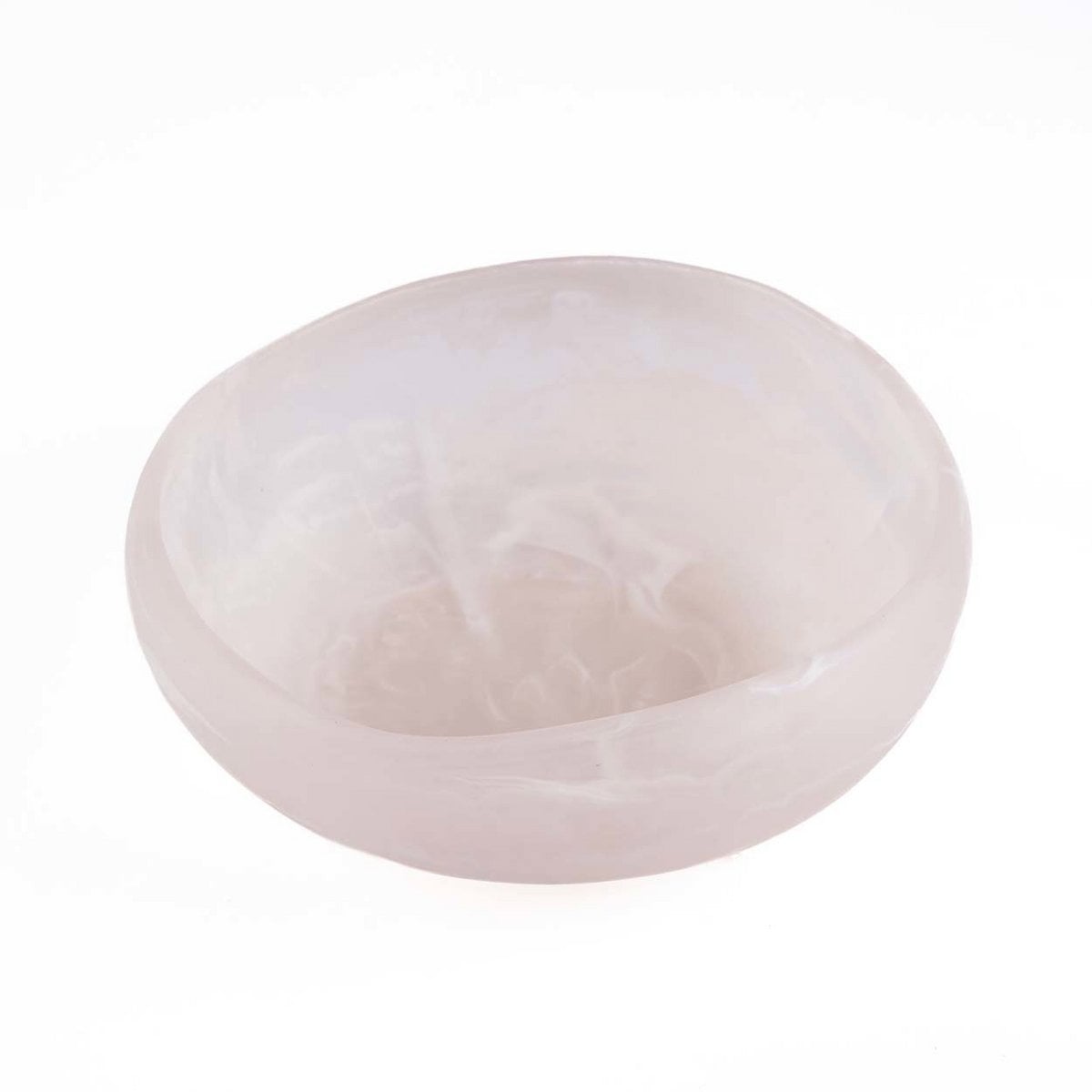 Resin Organic Bowl - Pink & White Decorative Centerpiece - Large