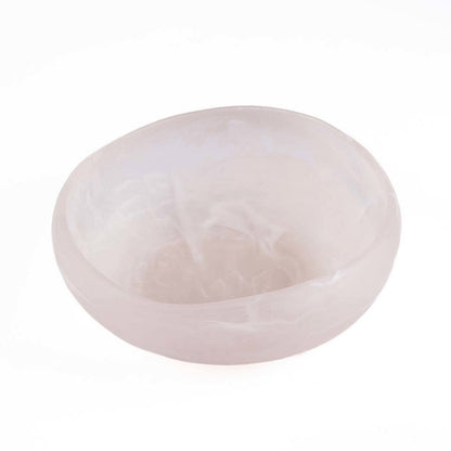 Resin Organic Bowl - Pink & White Decorative Centerpiece - Large