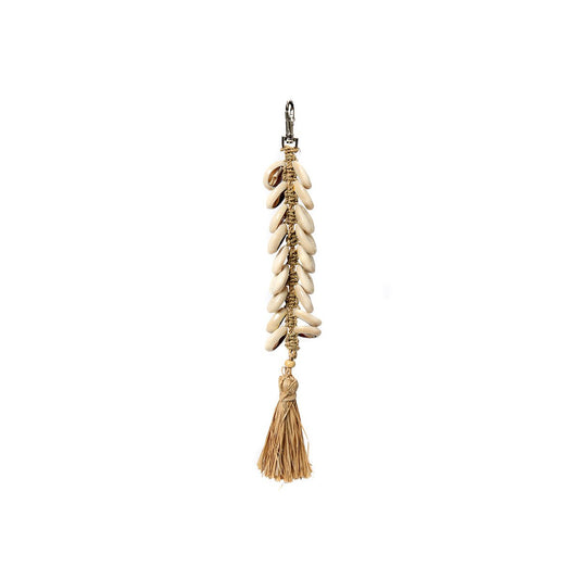 Raffia Fishbone Keychain - Natural White